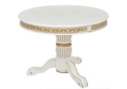 Обеденный стол Лорд молочный с золотой патиной (110x79)