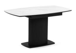 Керамический стол Фестер 140(180)х80х76 белый мрамор / черный (80x76)