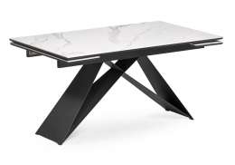 Керамический стол Ноттингем 160(220)х90х77 белый мрамор / черный (90x77)